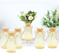 Vintage Glass Flower Vase,6 Pack Gold Amber Farmhouse Glass Centerpiece Vases Mason Jars for Weddings, Parties & Home Decor Bulk (6, Gold)