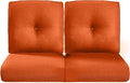 22x25/22x24 Outdoor Seat Cushions Set of 2 - Comfortable High Back Water-Resistant Patio Chairs Cushion for Wicker Dining Rocker Glider Loveseat Couch Sectional Sofa - Orange/Button