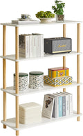 IBUYKE 4-Tier Wooden Open Bookcase - Modern Freestanding Bookshelf Storage Organizer,Standing Shelf Units,Multifunctional Display Stand for Bedroom, Living Room and Home Office, White WBC004W