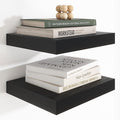 Heimlove 12 Inch Deep Floating Shelves, 12 x 12 inches Long Wall Shelf, Large Extra Display Shelf & Storage Shelf, Rustic Wood Wall Shelves for Fireplace Mantel, Black - 2Pack