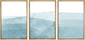 SIGNWIN 3 Piece Framed Canvas Wall Art Blue Wash Brushstroke Watercolor Nature Wilderness Illustrations Abstract Traditional Home Artwork Decoration for Living Room,Bedroom - 16