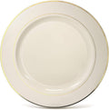 OCCASIONS 120 pcs Chargers pack Wedding Party 12'' Disposable Plastic Charger Plates/Chargers (Ivory & Gold Rim)