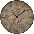 20 Inch Large Wall Clocks for Living Room Decor with Moving Gears,Silent Wall Clock Industrial Steampunk,Decorative Rustic Clocks for Farmhouse Home Battery Operated