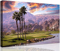 Golf Course at Sunset in Palm Wall Art Prints USA California Picture Canvas Wall Decor for Home Living Room Bedroom Bathroom Framed Artwork Ready to Hang(12''H x 16''W)