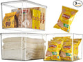 Clear plastic storage bins with LIDS-3packs,storage containers for snacks, cosmetics, books, dog food, Storage Organizer for Nursery,Kitchen, Living room,Bedroom, Bathroom, Office