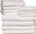 Mosobam Luxury Turkish 12pc Towel Set 30X58 16X30 13X13 White Oversize 700 GSM Bamboo Viscose & Aegean Turkish Combed Cotton