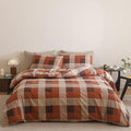 Cottonight Checkered Red Comforter Set King Men Gingham Grid Bedding Set Red and Khaki Grid Comforter Fluffy Soft Blanket Quilts Modern Cottagecore Comforter with 2 Pillowcases for King Bed