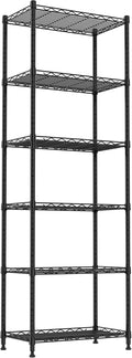 REGILLER 6 Wire Shelving Steel Storage Rack Adjustable Unit Shelves for Laundry Bathroom Kitchen Pantry Closet(Black,11.7
