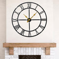 Large Wall Clock for Living Room Decor – 40 Inch Silent Non-Ticking Modern Farmhouse Wall Clock, Oversized Decorative Metal Roman Numeral Clock, Black