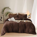 Pureant Brown Comforter Sets California King Solid Mocha Coffee Bedding Comforters Cal King Cotton Women Men Plain Dark Color Quilts Adult Dark Brownness Modern Chestnut Comforters Pure Brown Bedding