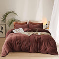 Pureant Brick Red Comforter Sets California King Women Girls Dark Rust Red Bedding Comforters Cotton Modern Solid Blackish Red Warm Quilts Cal King Adults Teens Pure Dark Red Blankets Durable