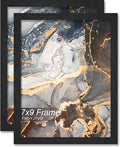 Engineered Wood 7x9 Picture Frame Set of 2, Black Frame for 7 x 9 Inch Picture Poster Photo, Light Weight 7 by 9 Frame with Wood-grain for Wall - 2 Pack/Black/7