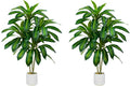 Artificial Dracaena Tree Artificial Silk Tree Faux Tree with White Tall Planter Fake Tropical Yucca Floor Plant (2, White Planter, 4 FT)