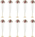 NUPTIO Gold Vases for Centerpieces Wedding - 10 Pcs 39.4in Tall Vase Chandelier Centerpiece for Tables - Flower Stand Bulk for Weddings