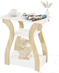 End Table with Charging Station, Side Table with USB Ports and Outlets, Nightstand, 3 Tier End Table with Storage Shelf for Living Room, Bedroom (White)