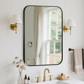 FARMER 22x30 Inch Black Bathroom Mirror, Rectangle Vanity Mirror, Brushed Mirrors for Wall, Metal Frame Hanging Mirror with Round Corner for Bedrooms, Entryways, Living Rooms, Horizontal/Vertical