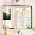 40×30 Black Vanity Mirror for Over Sink - Rectangular Bathroom Mirrors for Wall with Tempered-Glass & Rustproof Metal Frame for Restroom, Rounded Corners, Horizontal/Vertical, Explosion Proof