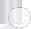 Clear Plastic Dessert Plates 5.5 Inch Disposable Cake Plates Small Party Dishes Bulk Clear Round Dishes for Wedding Dinner Appetizers BBQ Travel Catering Events(200 Pcs)