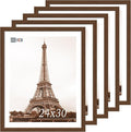 VCK 24x30 Poster Frame 5 Pack, Brown Wood Picture Frame with Exclusive Wood Grain, Wall Hanging