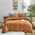 CLOTHKNOW Brown Queen Comforter Set 3Pcs Fluffy Bedding Comforter Sets Pumpkin Queen Comforter Soft Orange with 2 x Pillow Cases