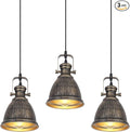 Bronze Pendant Lights Kitchen Island 3 Pack, Vintage Pendant Light, 6.5’’ Farmhouse Kitchen Light Fixtures, Adjustable Height, Pendant Lighting for Dining Room, Living Room, Sink, Bar