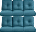 22x25/22x24 Outdoor Furniture Cushions Set of 6 - Comfortable Patio Chair Cushion for Rattan Wicker Dining Rocking Swivel Chairs Loveseat Couch L-Shape Sectional Sofa - Peacock Blue/Button