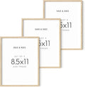 HAUS AND HUES Set of 3 Pennsylvania Oak Wood Picture Frames, 8.5x11 in, Beige, Minimalist Style, Shatterproof Plexiglass, Wall Mount, 3 Count