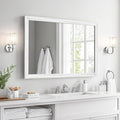 White Wood Effect Framed Wall Mirror, 24x36 Rectangle Mirror, 1/8