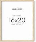 HAUS AND HUES Beige Oak Wood 16x20 Picture Frame - Modern Wood Wall Art Display - Lightweight 16x20 Frame for Art Prints, Photos, Posters - Ready-to-Hang Vertically & Horizontally