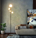 Fiqevs 4 Globe Mid Century Floor Lamp, 4 x 800LM LED Bulbs Included, Torchiere Modern Black Tree Standing Lamp, Contemporary Vintage Tall Lamp for Living Room, Bedroom & Office