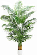 Artificial Palm Tree 7FT Artificia Plants Indoor Fake Trees Tropical Fake Plam Tree Floor Plant in White Pot with 18 Trunks & Real Bark Design Faux Palm Plant for Outdoor Home Room Decor