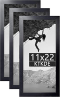 KTKDE 11x22 Poster Frame Black Woodgrain set of 3,11 by 22 Newspaper Frame with Polished Plexiglass,Studio Gallery Vertical & Horizontal Wall Hanging Large Picture Frame for Photos