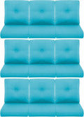 9-Piece Outdoor Patio Cushion Set - Fade & Water Resistant with Removable Olefin Cover, 22x24x4 Inch Memory Foam Cushions for Wicker Sectional Sofa – Teal/Buckle