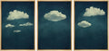 SIGNWIN 3 Piece Framed Canvas Wall Art A Series of White Clouds in The Blue Sky Nature Wilderness Illustrations Abstract Traditional Home Artwork for Living Room,Bedroom - 16
