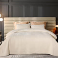 Reversible Velvet Quilt Queen Size, Luxurious Quilted Bedspread Bedding Set, Lightweight Coverlet with Brushed Back, Ultra Soft Cozy Warm for All Season, Cross Stitch Striped, Cream