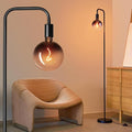 ONEWISH Floor Lamp for Living Room - Minimalist Industrial Standing Lamp with Modern LED Bulb, Globe Black Clear Glass 6