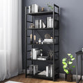 VERMESS 5 Tier Bookshelf, Tall Book Shelf, Vintage Industrial Bookcase with Open Display Shelves, Wood Storage Shelving Unit Metal Frame Standing Bookshelves for Bedroom/Home/Office, Black