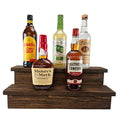 Handmade Liquor Bottle Display Shelf, Bar Display, Kitchen Counter Shelf, Crafted in USA with Premium Quality Wood, Rustic Espresso Finish (2 Tier, 20 inches)