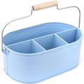 Alpha Living Home Galvanized Utensil Holder with Handle - 4 Compartment Silverware Caddy,Flatware Organizer for Kitchen, Countertop, Dining Table, BBQ, Picnic, Party, Farmhouse, Décor (Blue)