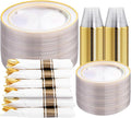 DaYammi 350PCS Clear Gold Plastic Dinnerware Set for 50 Guests, Fancy Disposable Plates for Party, Include: 50 Dinner Plates, 50 Dessert Plates, 50 Pre Rolled Napkins with Gold Silverware, 50 Cups