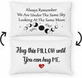 Long Distance Relationship Gifts Always Remember We are Under The Same Sky Reversible Decor Throw Pillow Case Decor for Home Bedroom,12''x20''Pillow case, Great Gift for Boyfriend, Girl (beige)