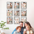 Renditions Gallery Set of 9, 8X10 Custom Photo Prints with Real Wood Picture Frames. Create Personalized Photos with Peel & Stick Photo Frames. Gray Frame
