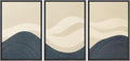 SIGNWIN Framed Wall Art Print Set Minimalist Blue and Beige Wave Modern Abstract Photography Modern Art Minimalist Closeup Dramatic for Living Room, Bedroom, Offic - 24