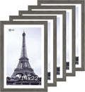 VCK 14x22 Picture Frame Set of 5, Gray Solid Wood Poster Picture Frame, Exclusive Wood Grain, Wall Mounting Hanging