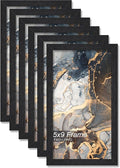 Engineered Wood 5x9 Picture Frame Set of 6, Black Frame for 5 x 9 Inch Picture Poster Photo, Light Weight 5 by 9 Frame with Wood-grain for Wall - 6 Pack/Black/5