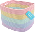 OrganiHaus Rope Rainbow Storage Baskets for Shelves | Rainbow Baskets for Pastel Classroom Decor | Baby Basket for Pastel Room Decor | Pastel Rainbow Storage Bins Colorful Baskets for Baby Room