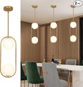 SeeU Modern Pendant Lighting Mid Century Globe Pendant Light Fixture Gold Pendant Chandelier Hanging Lighting Fixture with White Globe Glass Lampshade for Kitchen Island Dining Room Bedroom