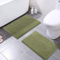 MAYSHINE Bathroom Rug Set 24x16, Soft Plush Chenille Bath Mat, PVC Non-Slip Backing, Absorbent, Washable, Quick-Dry, Sage Green