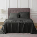 Talasily Linen Sheets- California King Size Sheets Set,Blend from Linen Cotton Bedsheets,All Seasons Soft Breathable 4 Piece Set-Dark Grey