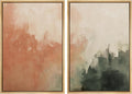 SIGNWIN Framed Canvas Print Wall Art Set Color Fade Abstract Landscape Earthy Terracotta and Forest Green Illustrations Modern Minimal Decorative for Living Room, Bedroom, Office - 24